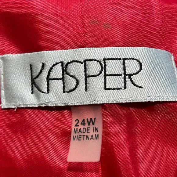 KASPER Red Waterfall Collar Draped Open Front Blazer Jacket Women's Plus 24W - Picture 5 of 7